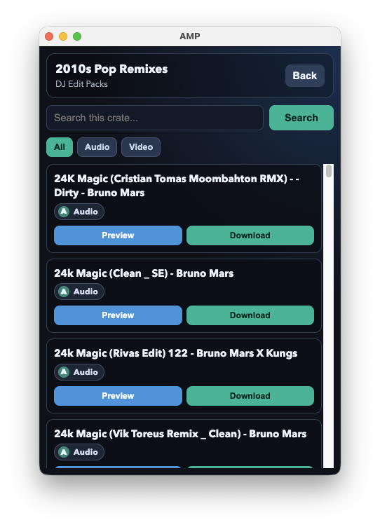 AMP search results
